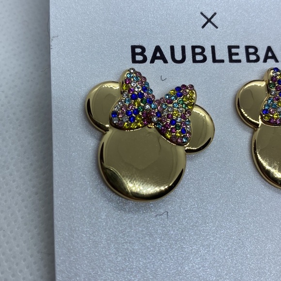 Disney X Baublebar Gold Rainbow Rhinestone Minnie Mouse Earrings - Picture 6 of 7